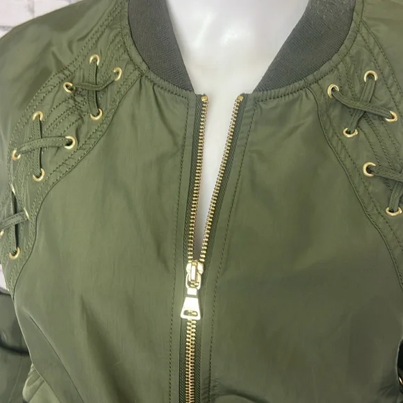 Express Green Bomber Jacket with Pockets - Picture 3 of 5